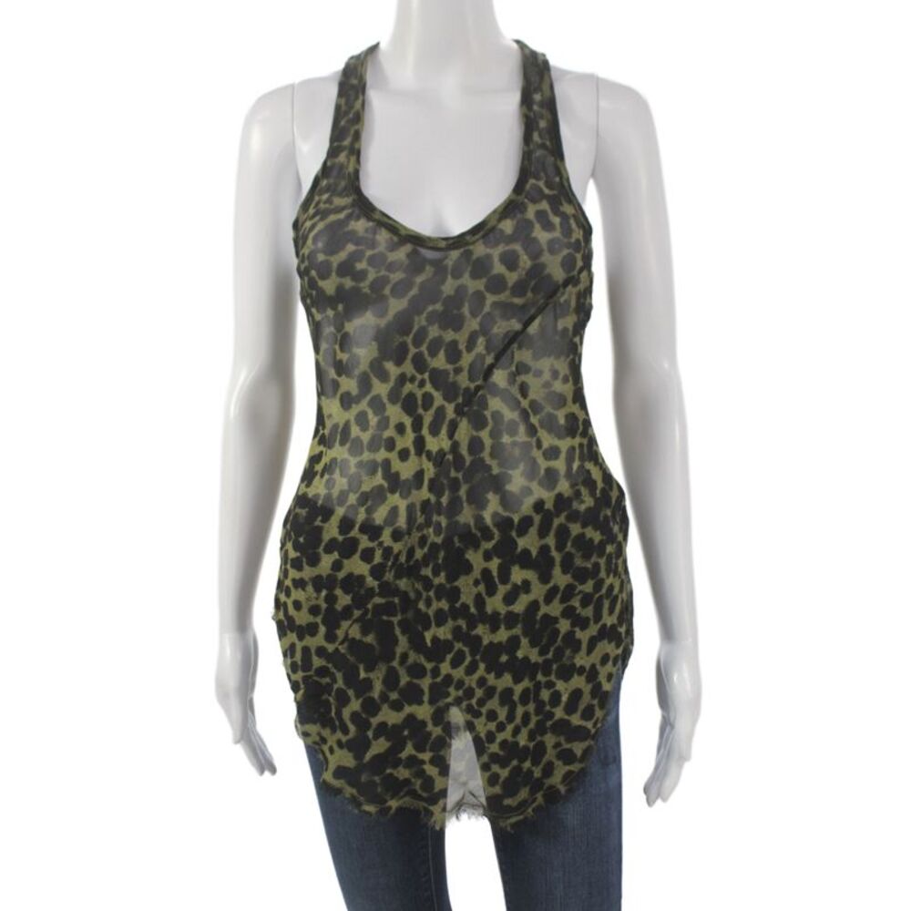 Isabel Marant Etoile Womens V-Neck Animal Print Camisole Tunic Black Size 36